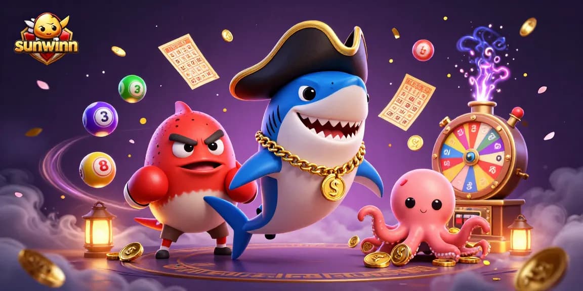 Engage with sunwinn's thrilling gaming experience featuring a colorful casino scene with dynamic characters.