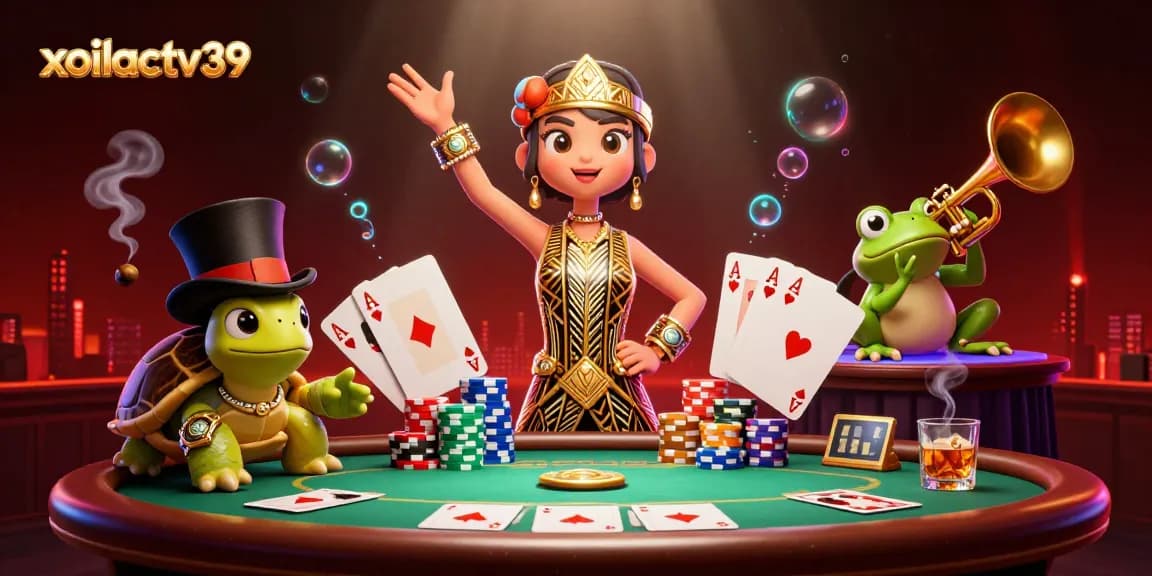Experience top-notch gaming with xoilactv39's vibrant casino environment showcasing rich details and energetic characters.
