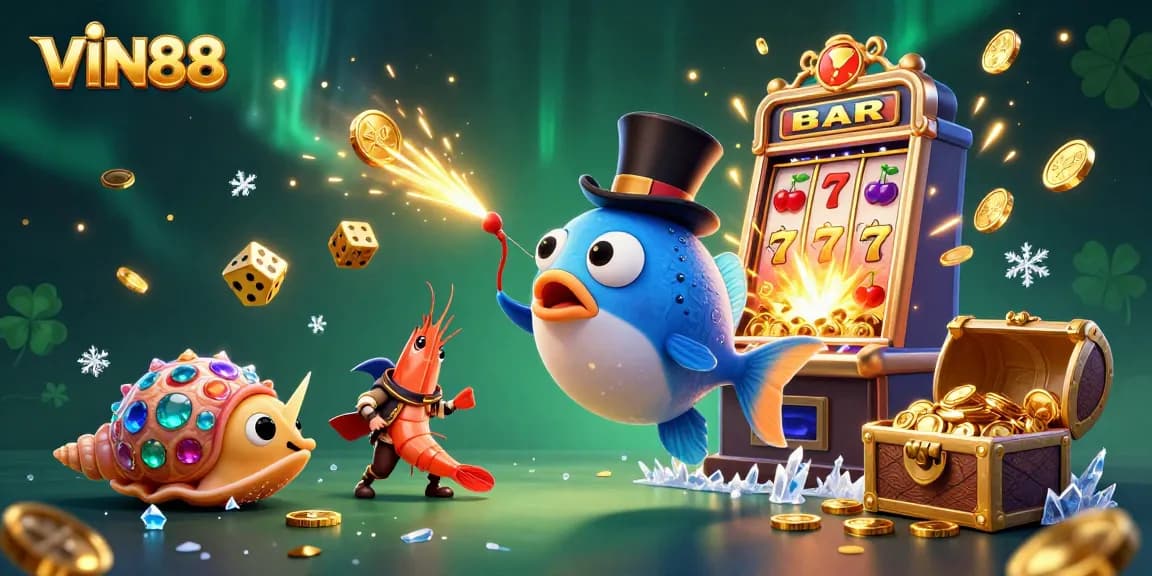 Experience thrilling wins at VIN88 with dynamic slot jackpots and captivating deep-sea characters.