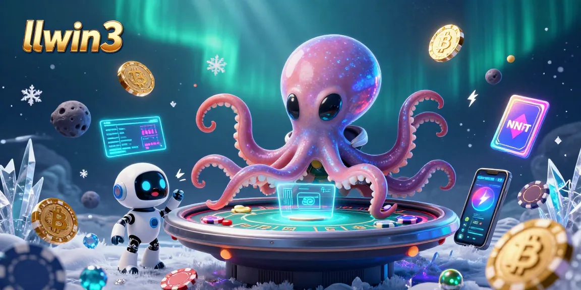 Join an exciting game at llwin3 with an alien octopus mastering poker under a cosmic view.