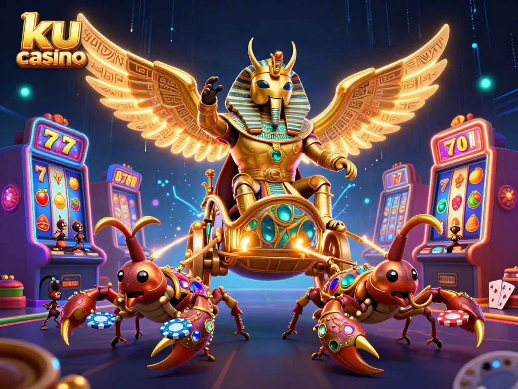 Experience the thrill of ku casino with our unique 3D illustration showcasing vibrant gaming elements and characters.