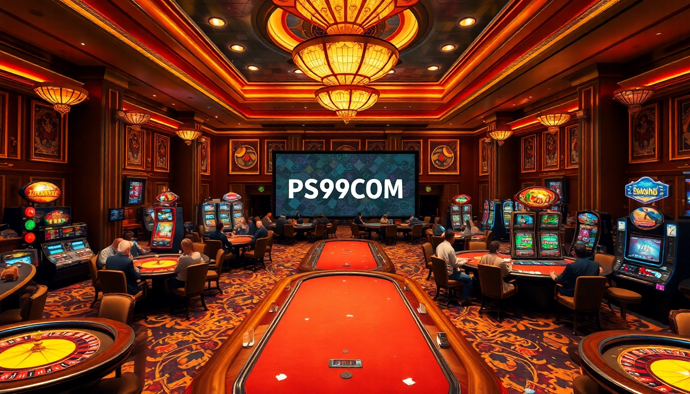 Excited players engaging in thrilling games at PS99COM casino, highlighting luxury and vibrant atmosphere.
